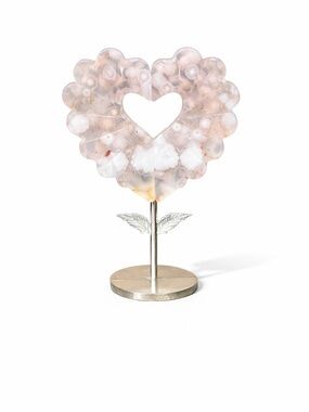 Flower Agate Heart Carving on Stand